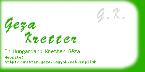 geza kretter business card